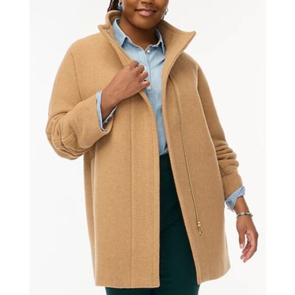 NWT J. CREW COAT WOOL CITY PEA CAMEL LONG WINTER TAN LONGLINE HEATHERED ACORN - Picture 1 of 16